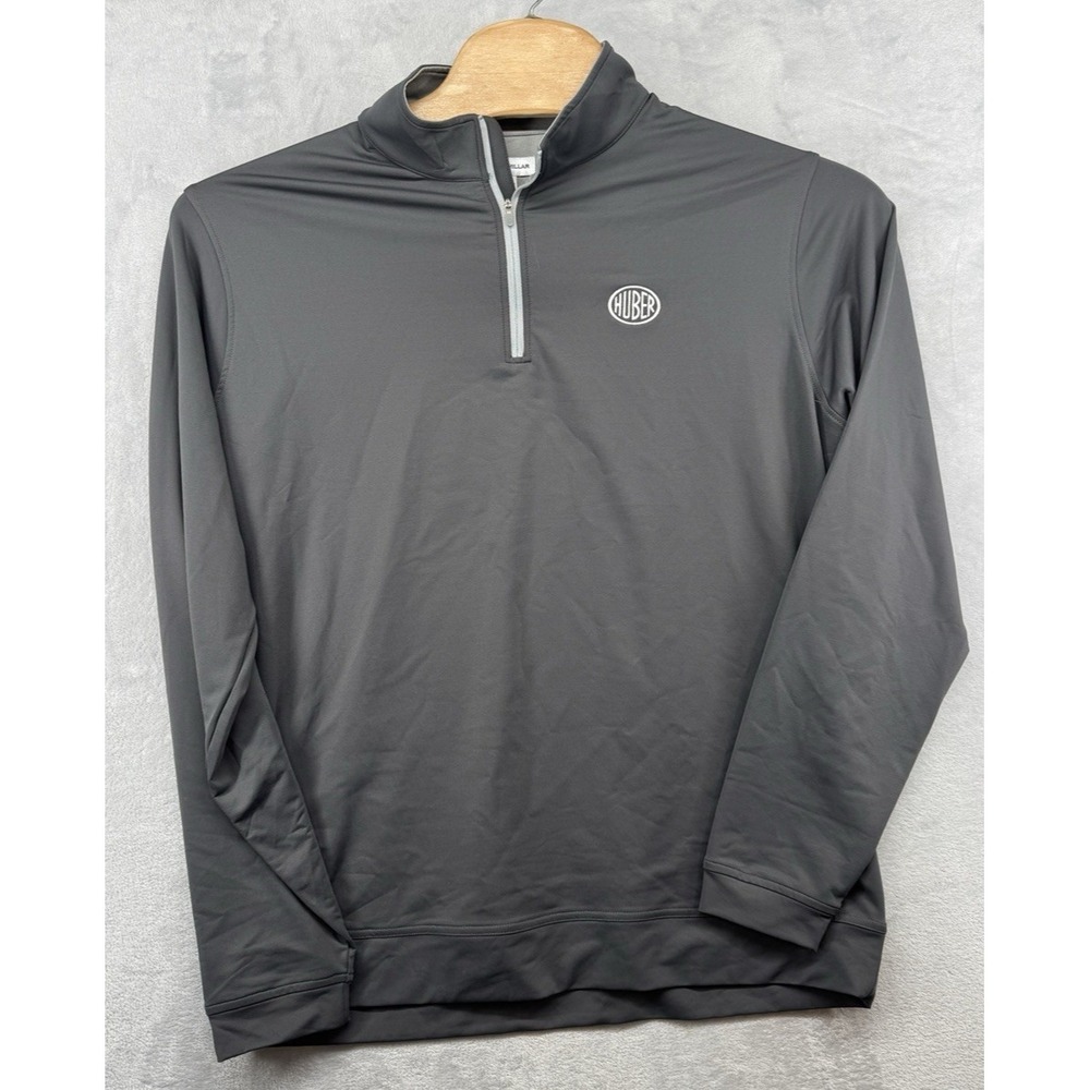 Peter Millar Long Sleeve 1/4 Zip Gray Embroidered Peformance‎ Men's Size XL